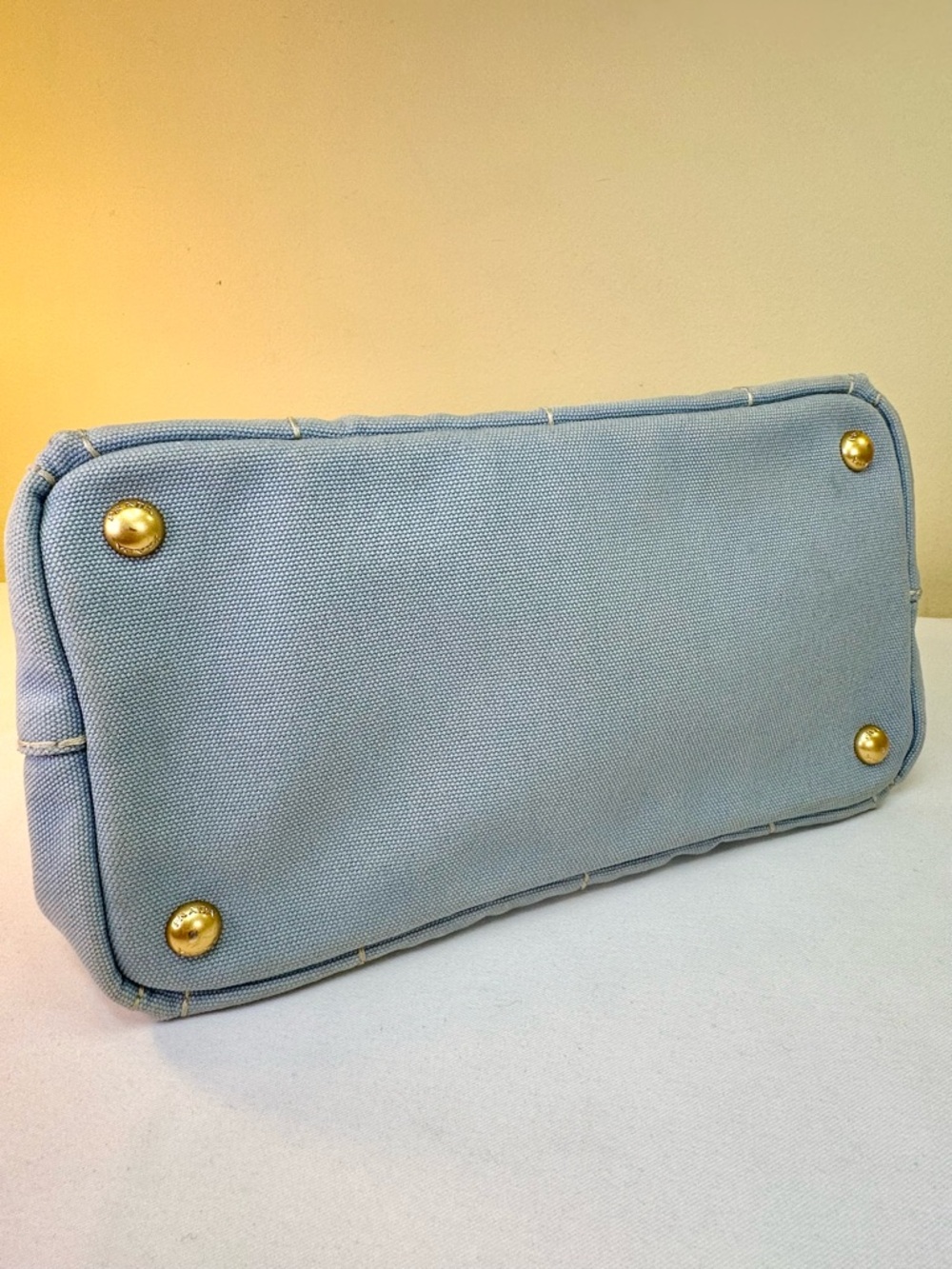 Prada Canapa Logo Canvas satchel Light blue Original Adj. Strap COA - Picture 9 of 17